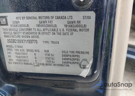 2007 Chevrolet Silverado 1500 Classic Ls z USA, uszkodzony, nr VIN 2GCEC13VX71153770